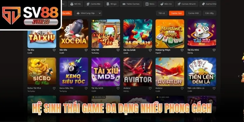 Hệ sinh thái game đa dạng nhiều phong cách